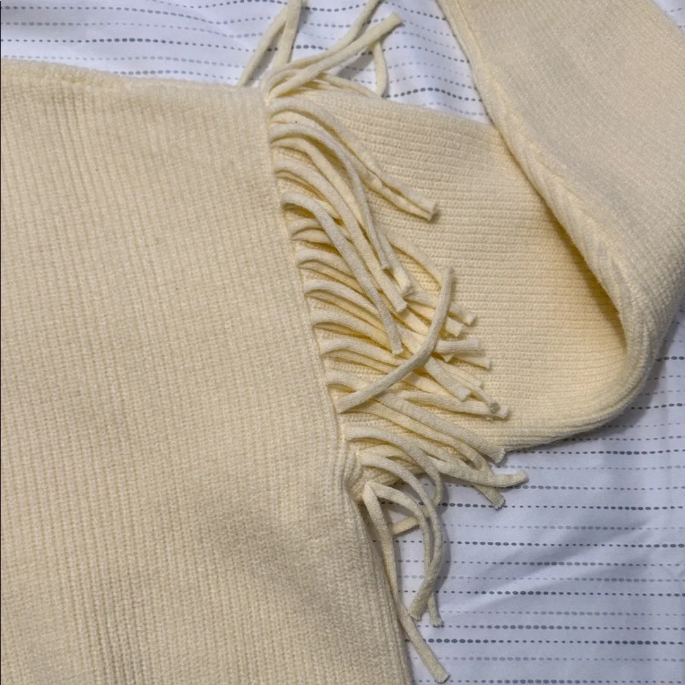 Nicole Miller Cream Fringed Sweater - Picture 3 of 6